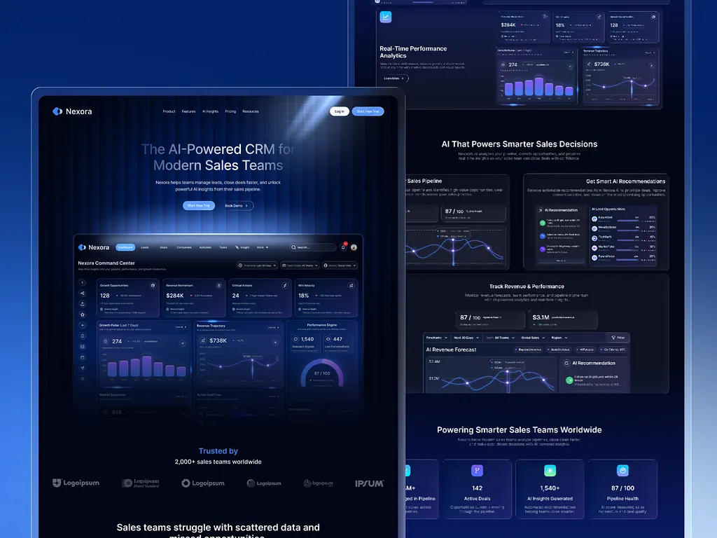 Concept preview of a SaaS analytics dashboard interface.